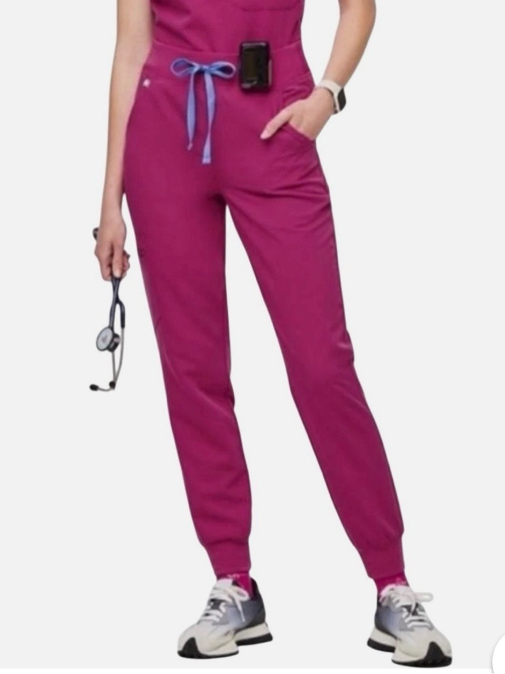 FIGS Zamora Jogger Scrub Pants Raspberry Sorbet Pink Size Small